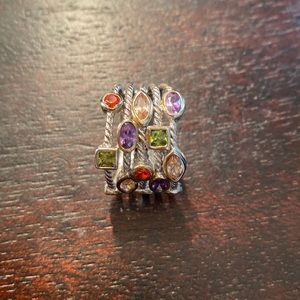 Multiple gem sterling silver ring
